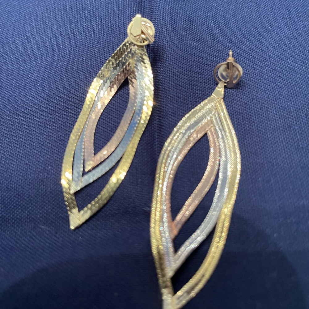 Tear drop shape post earrings real gold silver copper